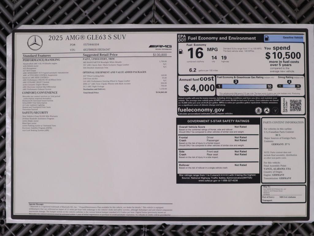 new 2025 Mercedes-Benz AMG GLE 63 car, priced at $134,845