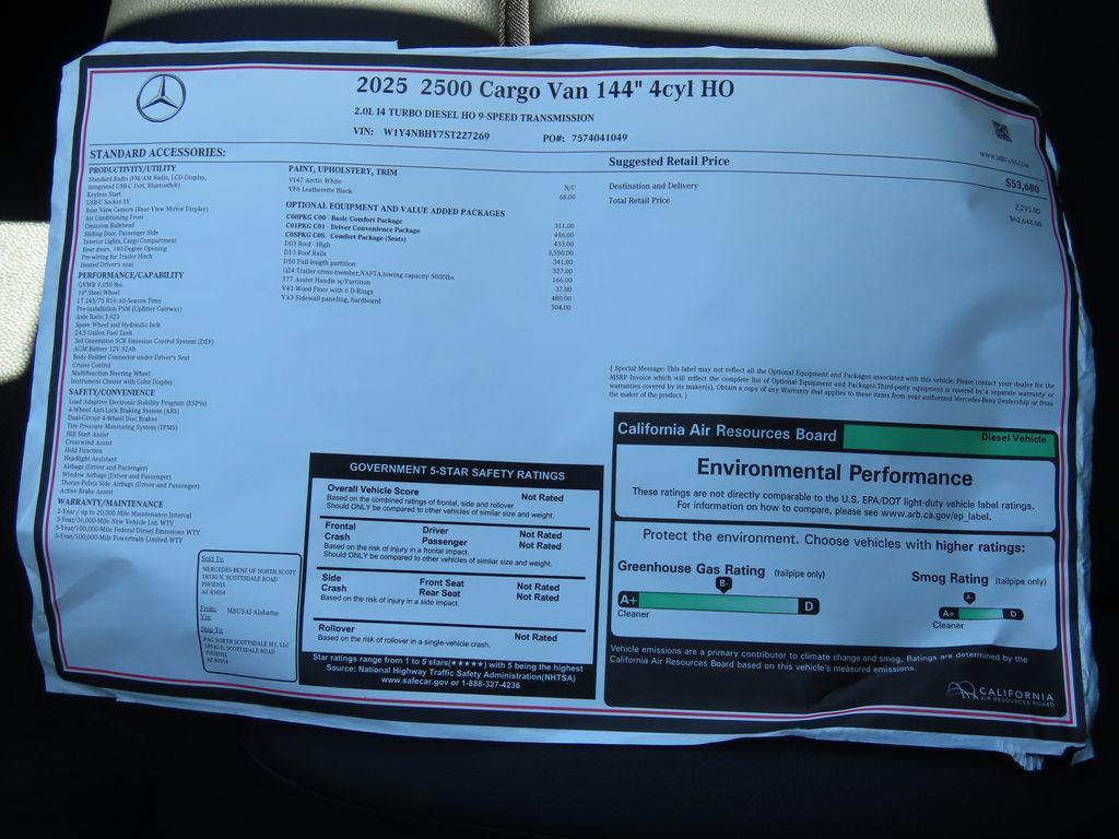 new 2025 Mercedes-Benz Sprinter 2500 car, priced at $62,648