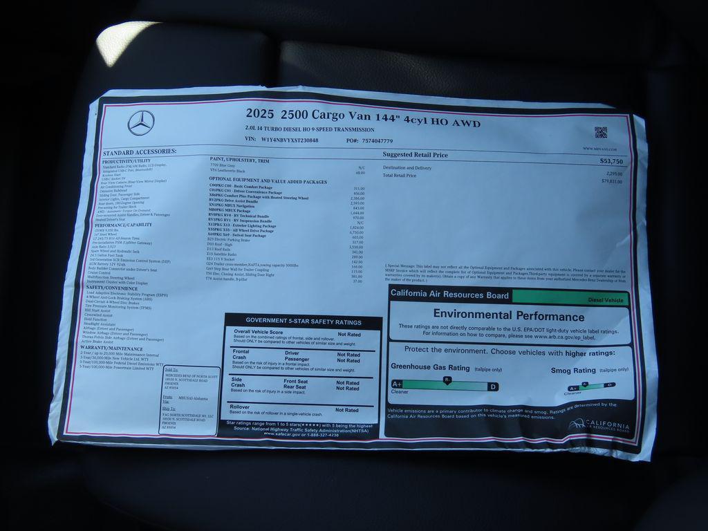 new 2025 Mercedes-Benz Sprinter 2500 car, priced at $79,831