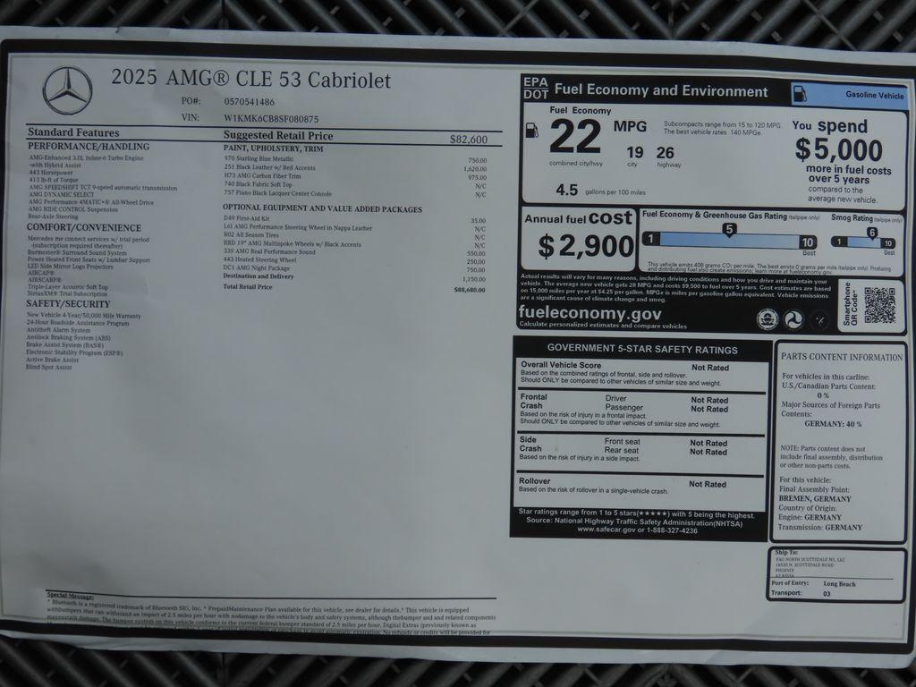 new 2025 Mercedes-Benz AMG CLE 53 car, priced at $88,860