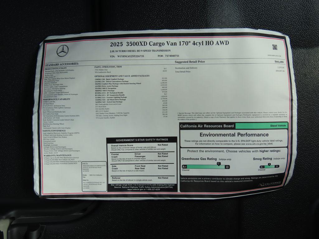 new 2025 Mercedes-Benz Sprinter 3500XD car, priced at $88,887