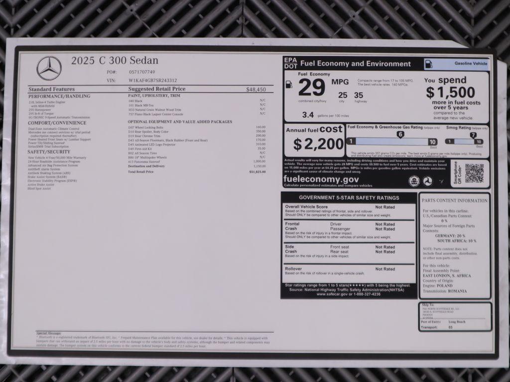 used 2025 Mercedes-Benz C-Class car, priced at $45,888