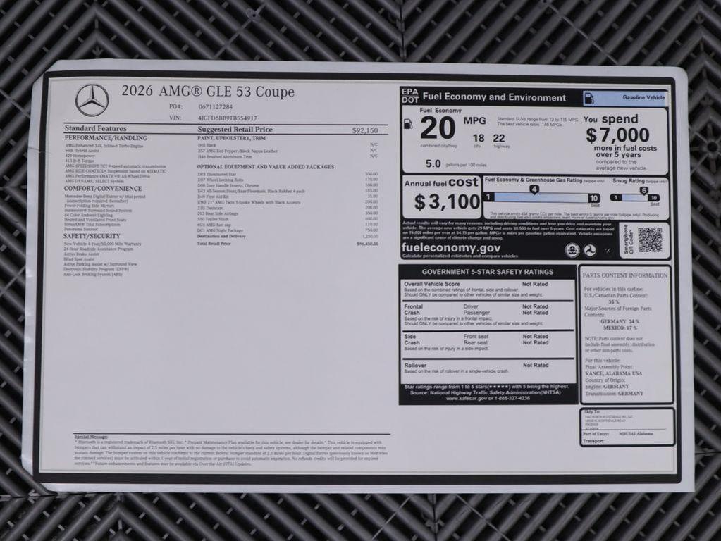 new 2026 Mercedes-Benz AMG GLE 53 car, priced at $96,450