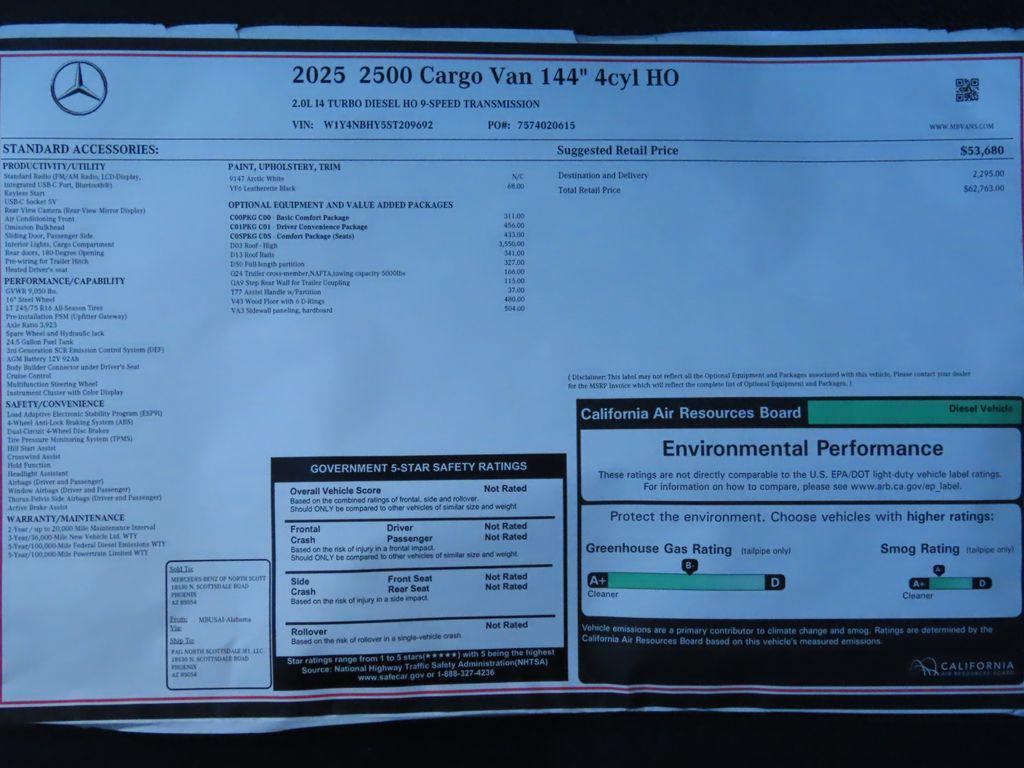 new 2025 Mercedes-Benz Sprinter 2500 car, priced at $62,763