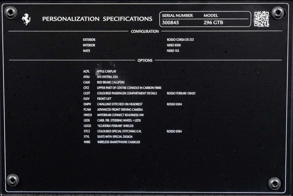 used 2024 Ferrari 296 GTB car, priced at $329,900