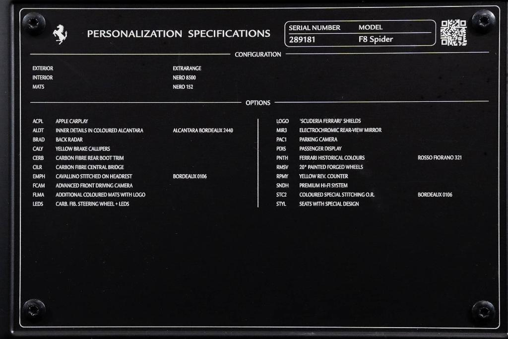 used 2023 Ferrari F8 Spider car, priced at $449,900