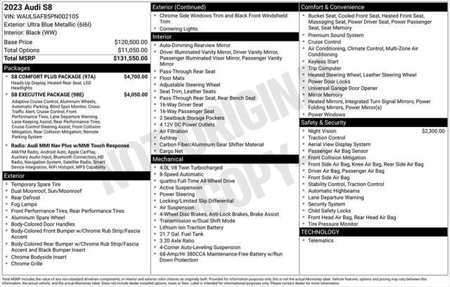 used 2023 Audi S8 car, priced at $85,000