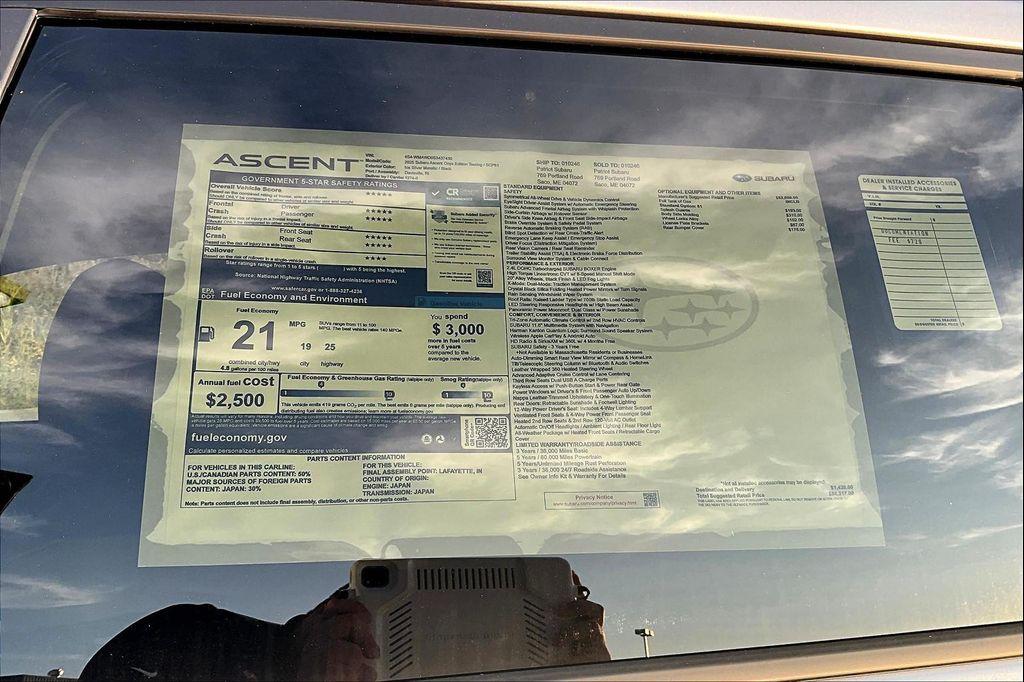 new 2025 Subaru Ascent car, priced at $54,317