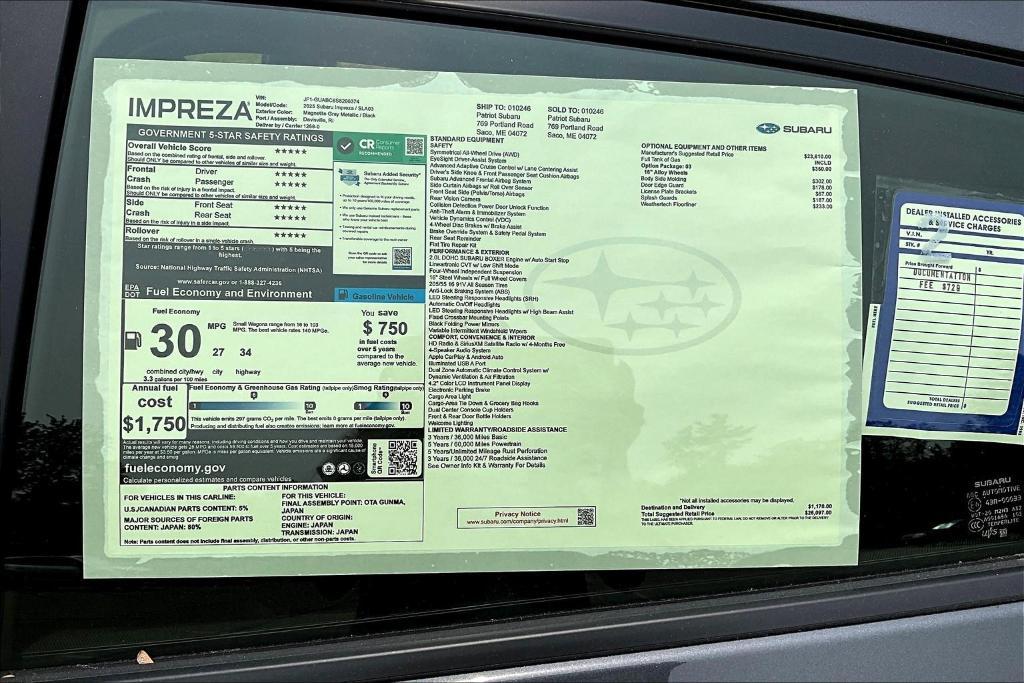 new 2025 Subaru Impreza car, priced at $26,097