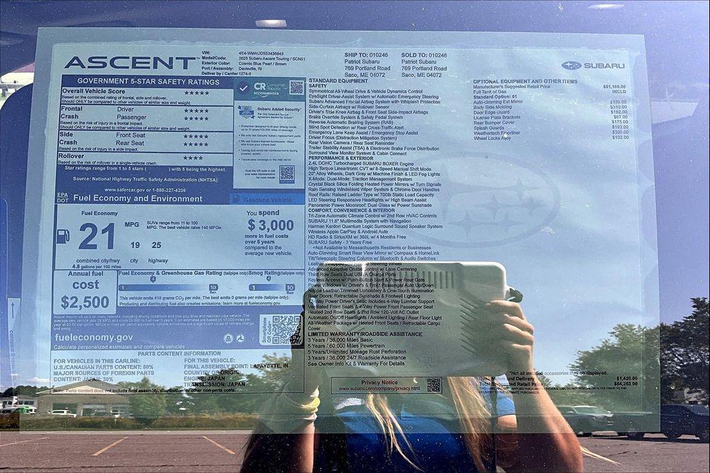 new 2025 Subaru Ascent car, priced at $54,253