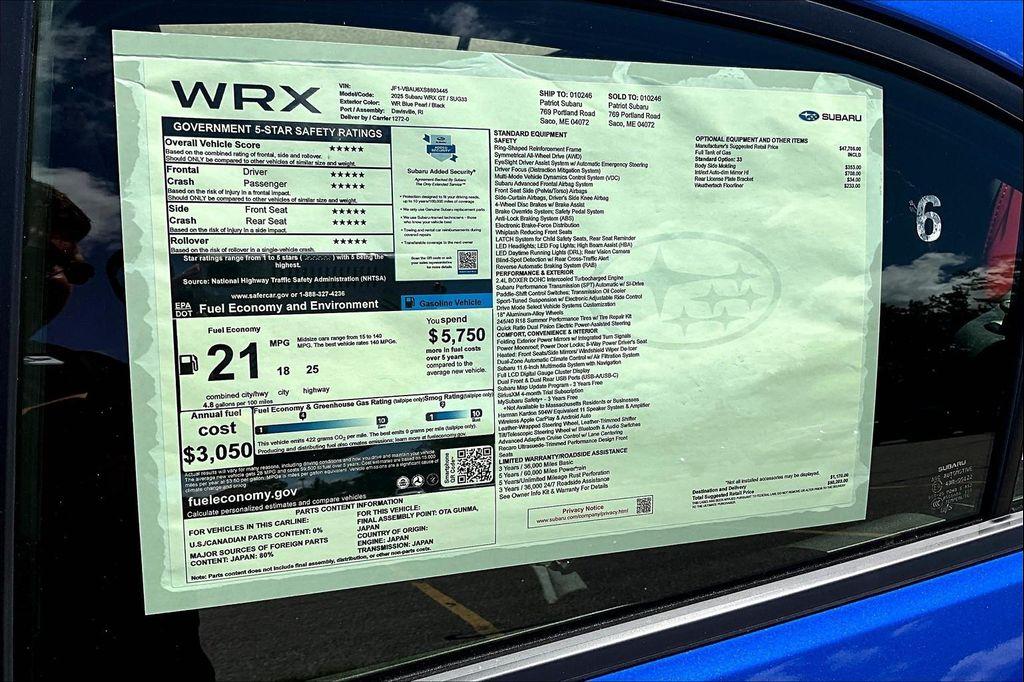 new 2025 Subaru WRX car, priced at $50,203