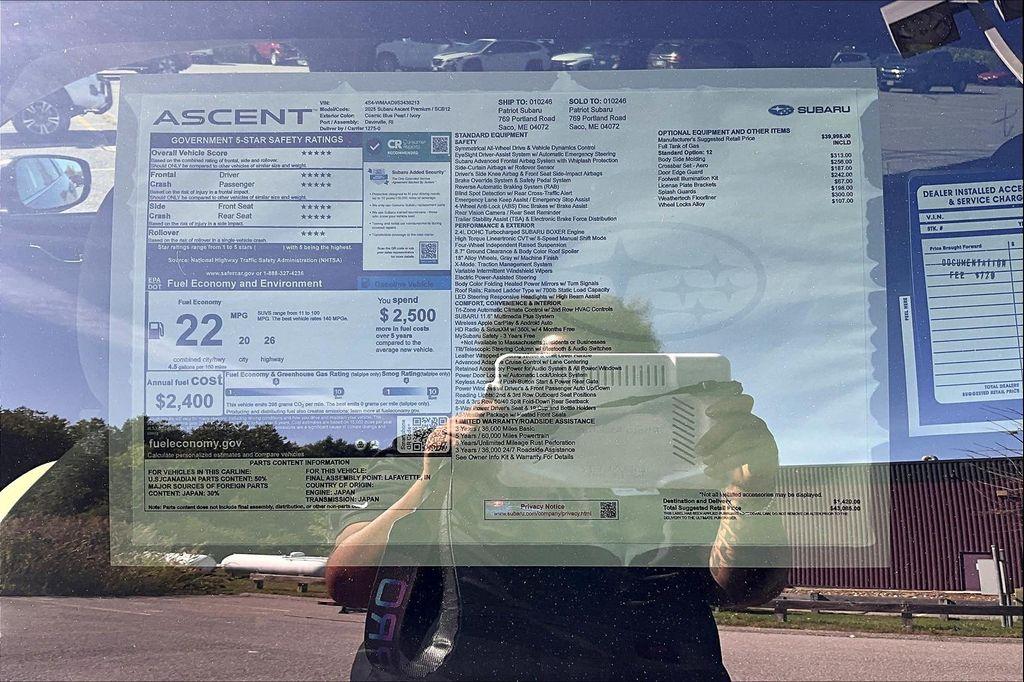 new 2025 Subaru Ascent car, priced at $43,085