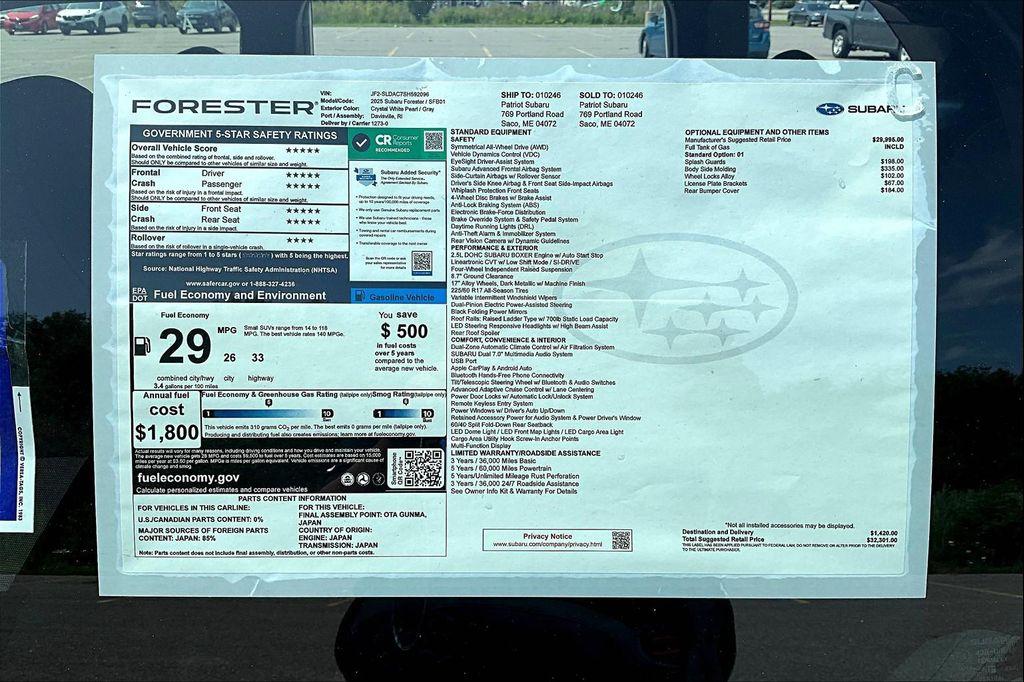 new 2025 Subaru Forester car, priced at $32,301