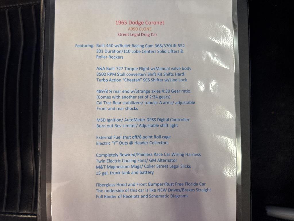 used 1965 Dodge Coronet car, priced at $27,995