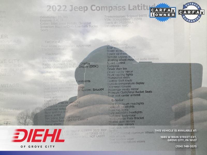 used 2022 Jeep Compass car, priced at $21,887