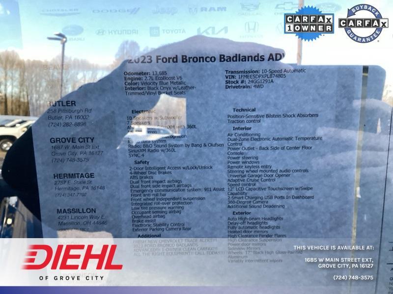 used 2023 Ford Bronco car, priced at $49,987