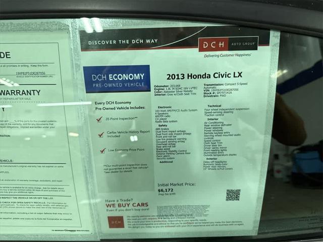 used 2013 Honda Civic car, priced at $6,172