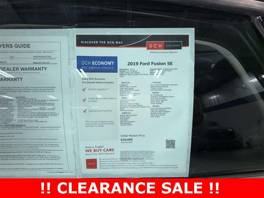 used 2019 Ford Fusion car, priced at $15,257