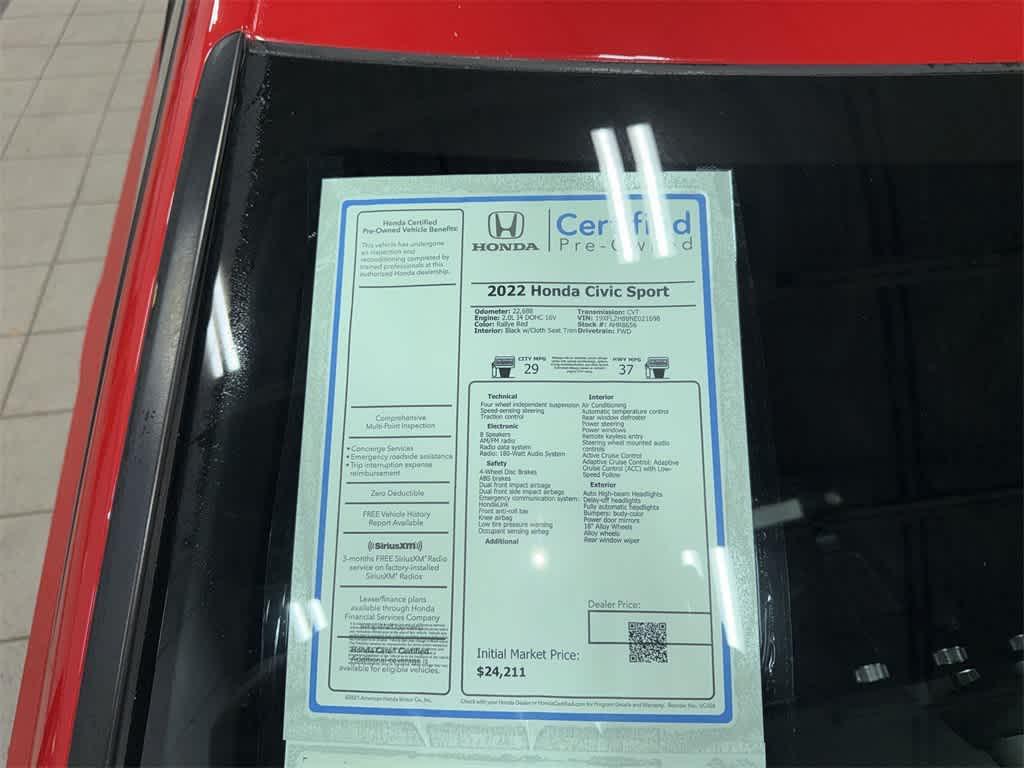 used 2022 Honda Civic car, priced at $23,085