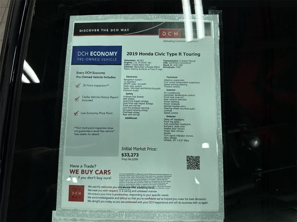 used 2019 Honda Civic Type R car, priced at $33,450