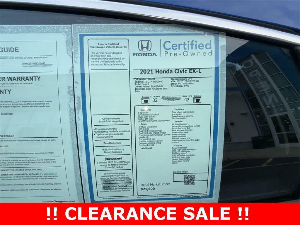 used 2021 Honda Civic car, priced at $18,918