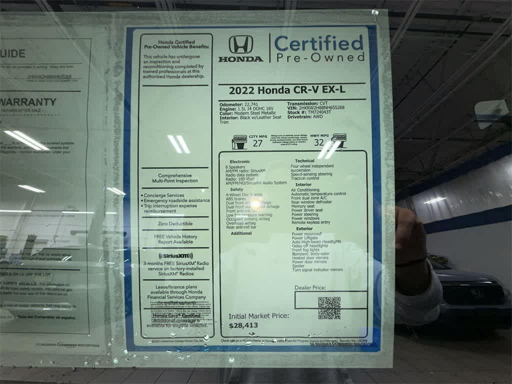 used 2022 Honda CR-V car, priced at $28,413