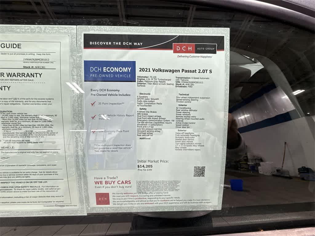 used 2021 Volkswagen Passat car, priced at $13,455