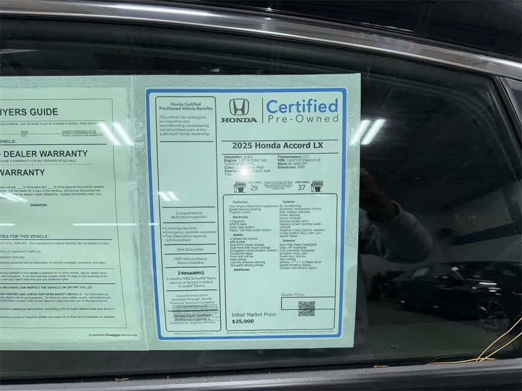 used 2025 Honda Accord car, priced at $24,350