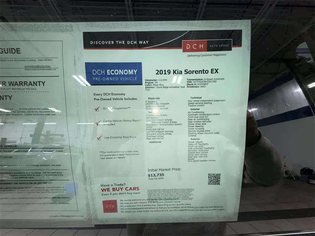 used 2019 Kia Sorento car, priced at $13,735