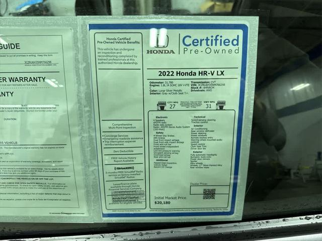 used 2022 Honda HR-V car, priced at $20,000