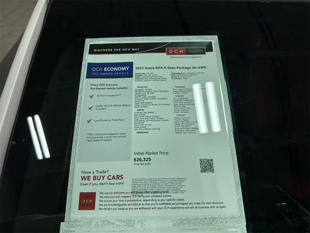 used 2021 Acura RDX car, priced at $25,500