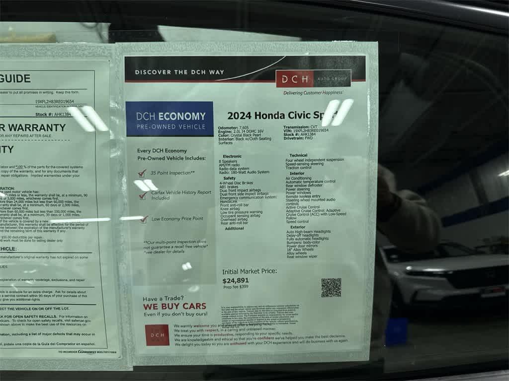 used 2024 Honda Civic car, priced at $24,683