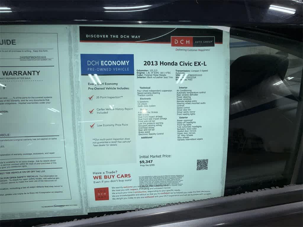 used 2013 Honda Civic car, priced at $9,465