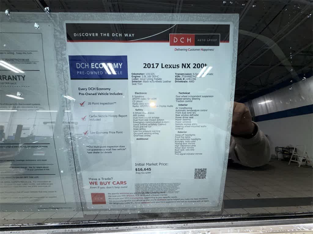 used 2017 Lexus NX 200t car, priced at $16,390