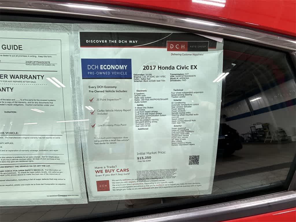 used 2017 Honda Civic car, priced at $15,120