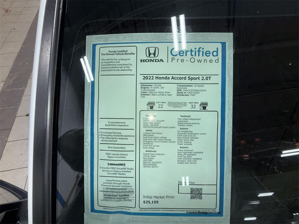 used 2022 Honda Accord car, priced at $24,250