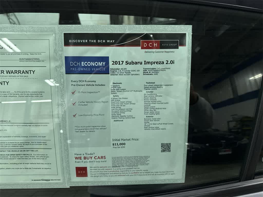 used 2017 Subaru Impreza car, priced at $10,895