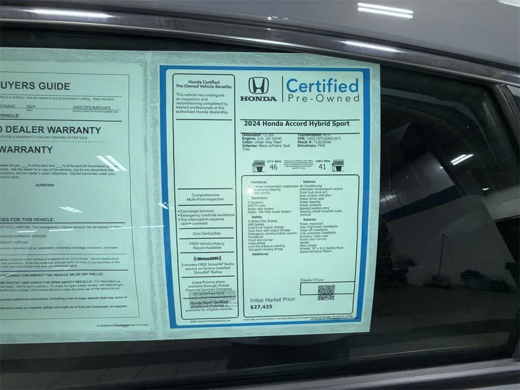 used 2024 Honda Accord Hybrid car, priced at $27,615