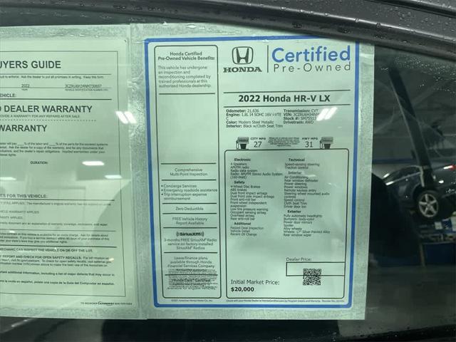 used 2022 Honda HR-V car, priced at $20,255