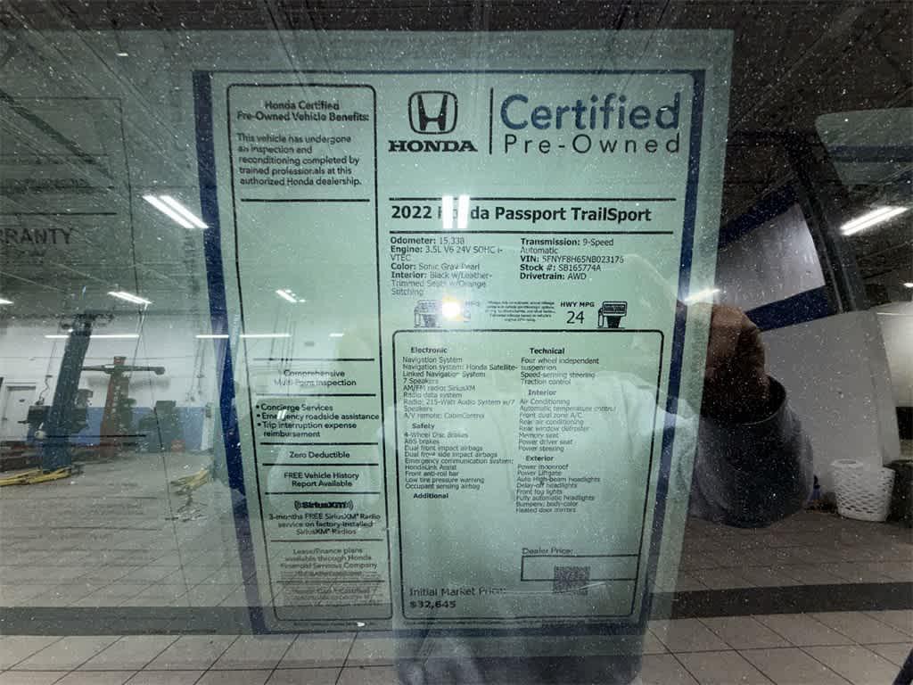 used 2022 Honda Passport car, priced at $32,250