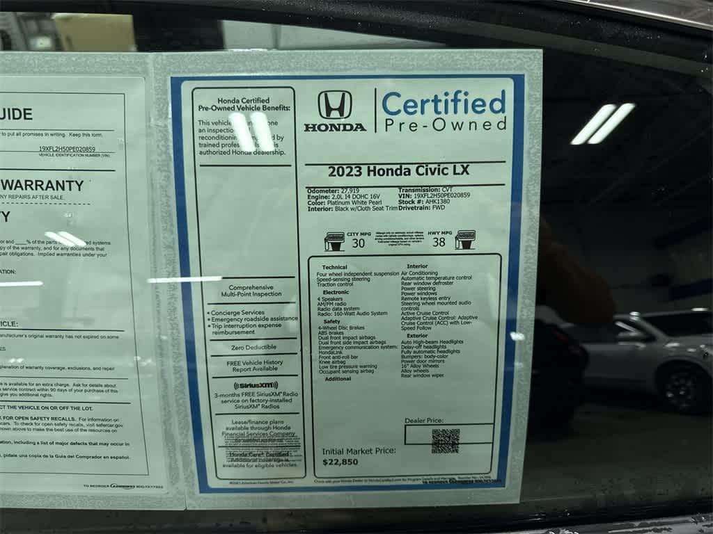 used 2023 Honda Civic car, priced at $21,750