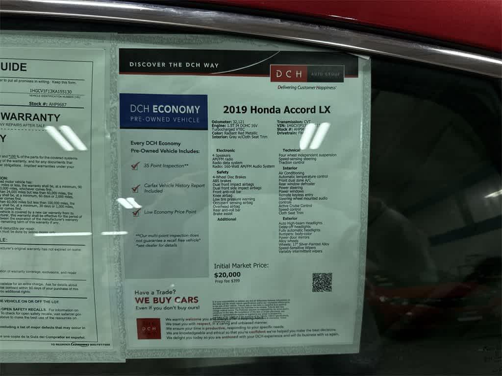 used 2019 Honda Accord car, priced at $19,550