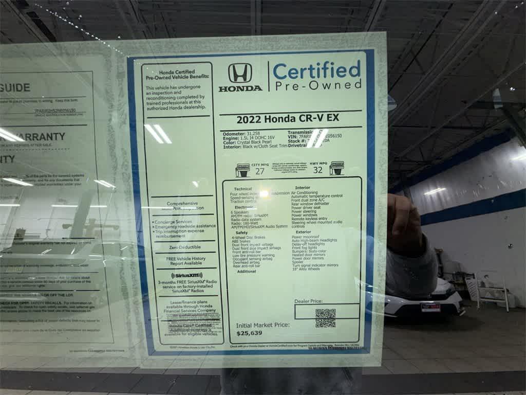 used 2022 Honda CR-V car, priced at $25,500