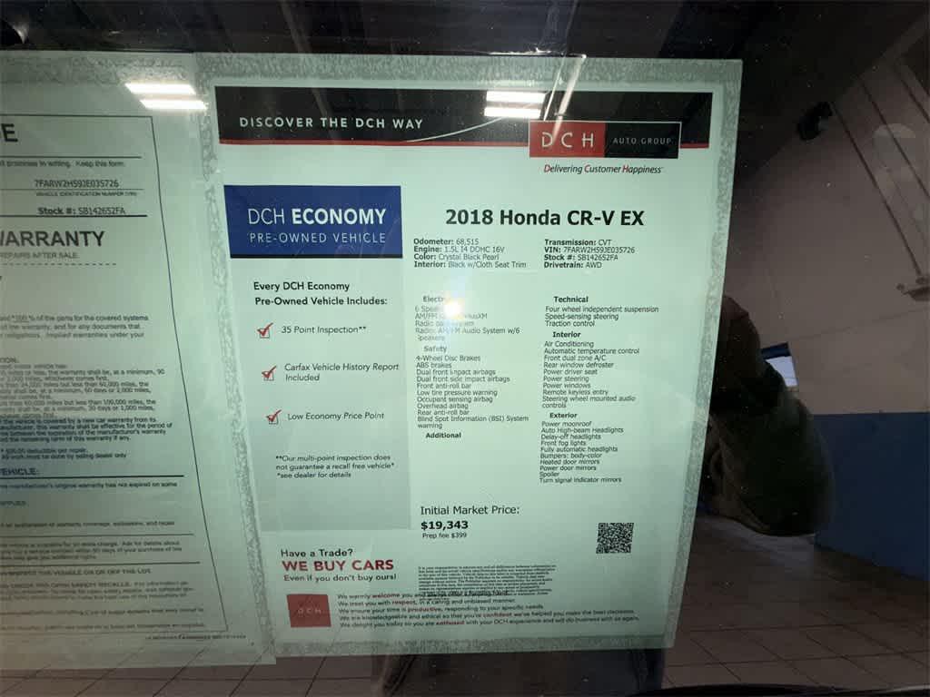 used 2018 Honda CR-V car, priced at $19,200