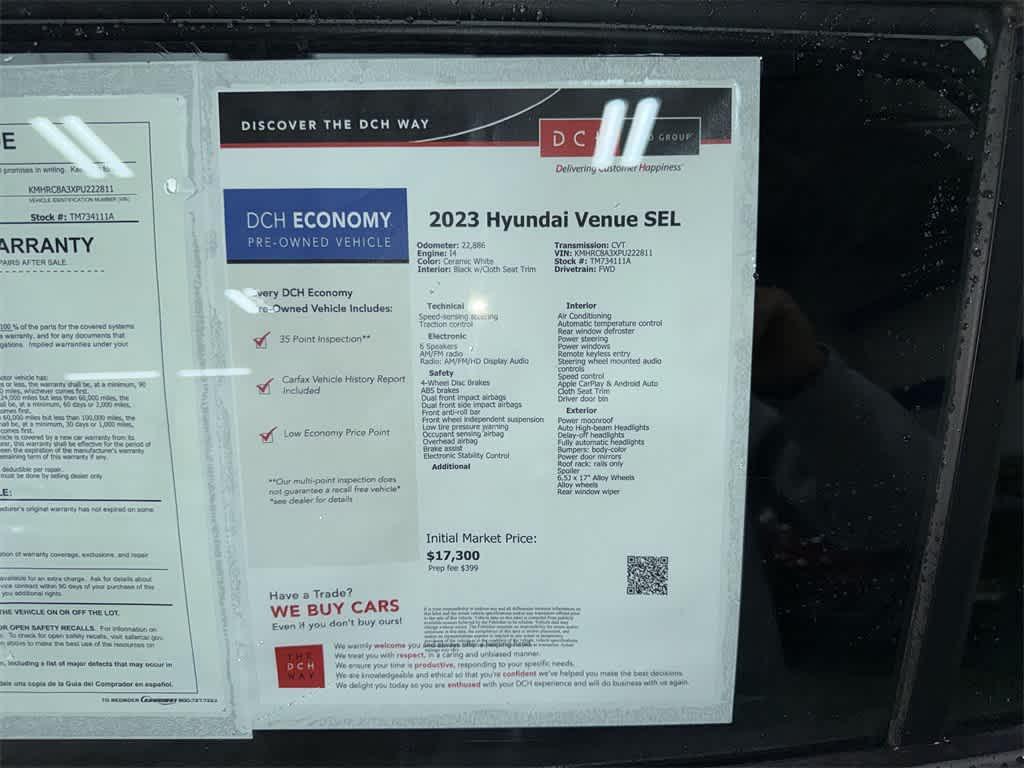 used 2023 Hyundai Venue car, priced at $16,895