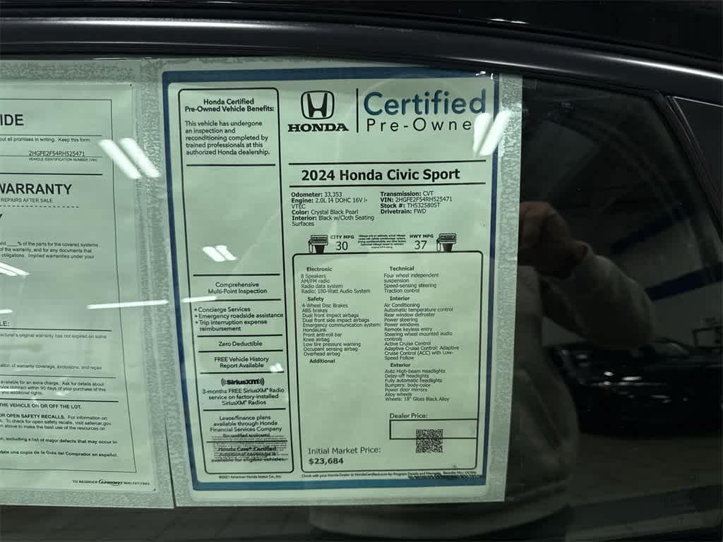 used 2024 Honda Civic car, priced at $23,014