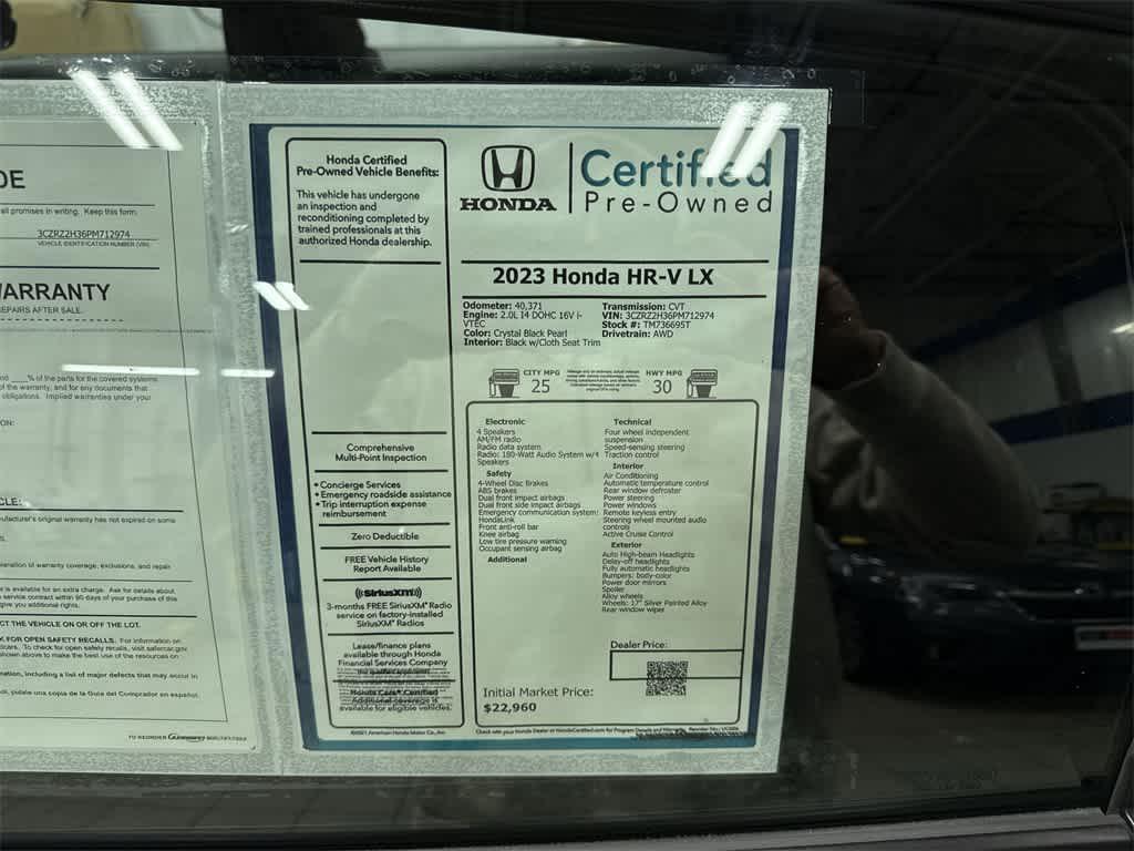 used 2023 Honda HR-V car, priced at $22,495