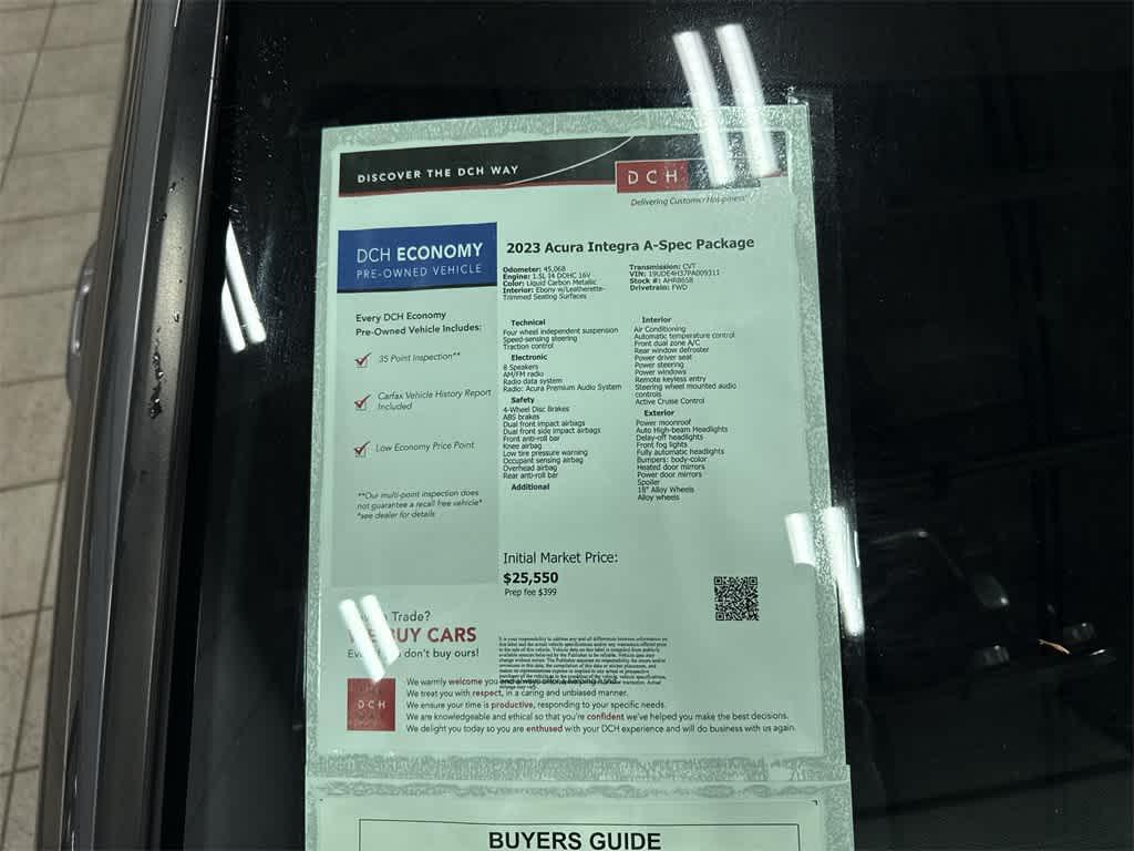 used 2023 Acura Integra car, priced at $25,350