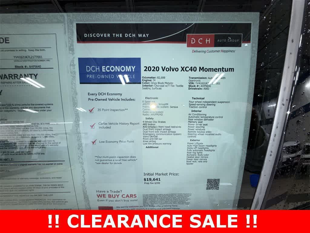 used 2020 Volvo XC40 car, priced at $17,150