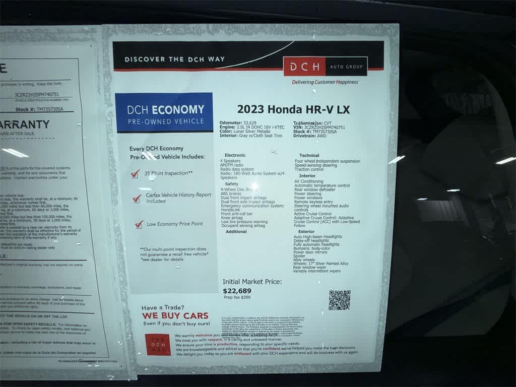 used 2023 Honda HR-V car, priced at $22,487